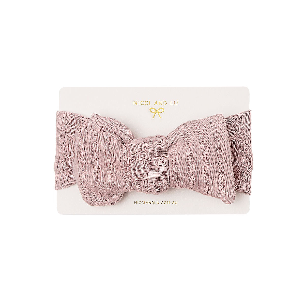 Oversized Chunky Pointelle Bow- Mauve - Nicci And Lu