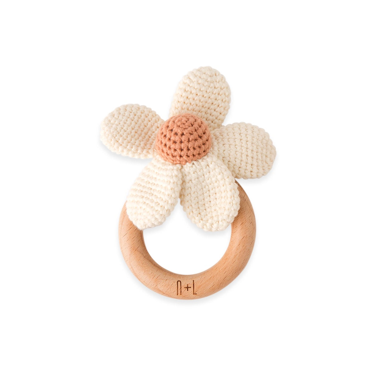 Crochet Daisy Rattle-Apricot