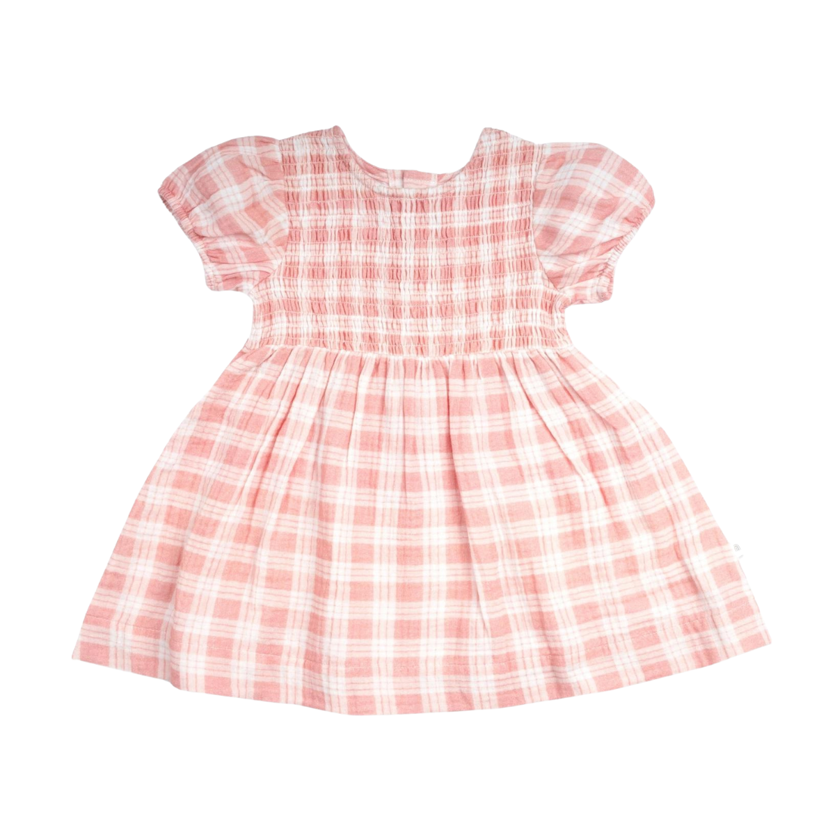 Shirred Dress - Blush Check