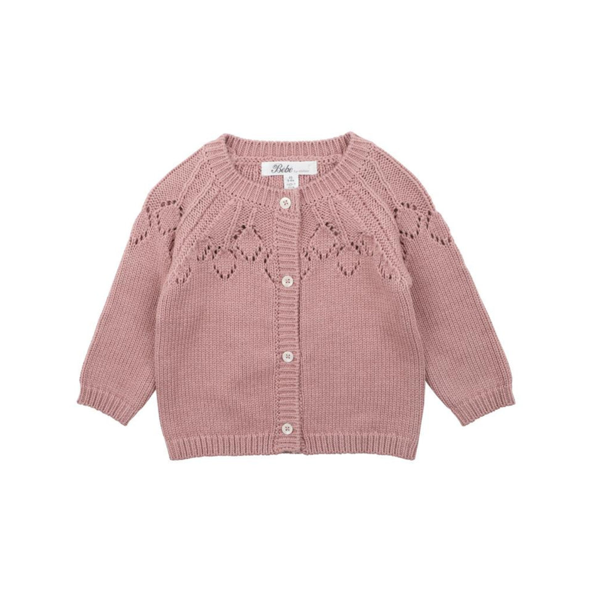 Aubrey Needle Out Knitted Cardigan - Dusky Pink