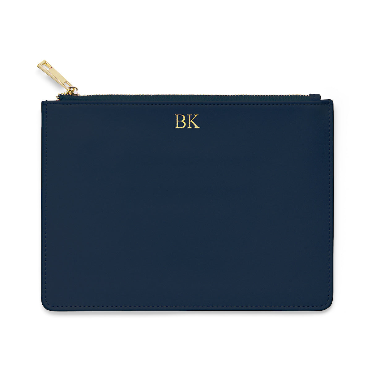 Large Smooth Leather Clutch - Navy