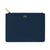 Large Smooth Leather Clutch - Navy