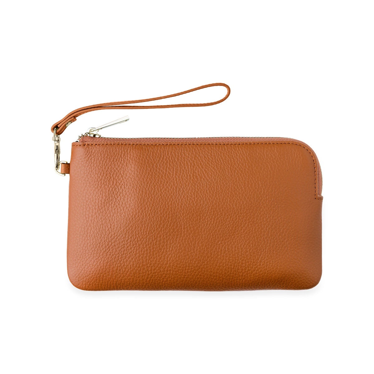 Medium Pebble Leather Clutch - Tan - NICCI AND LU